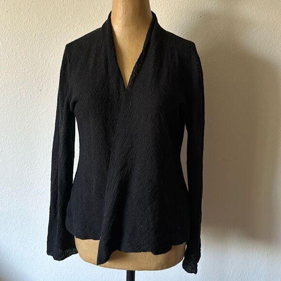 Eileen Fisher S 100% wool open front cardigan black great pre owned condition - Picture 1 of 10